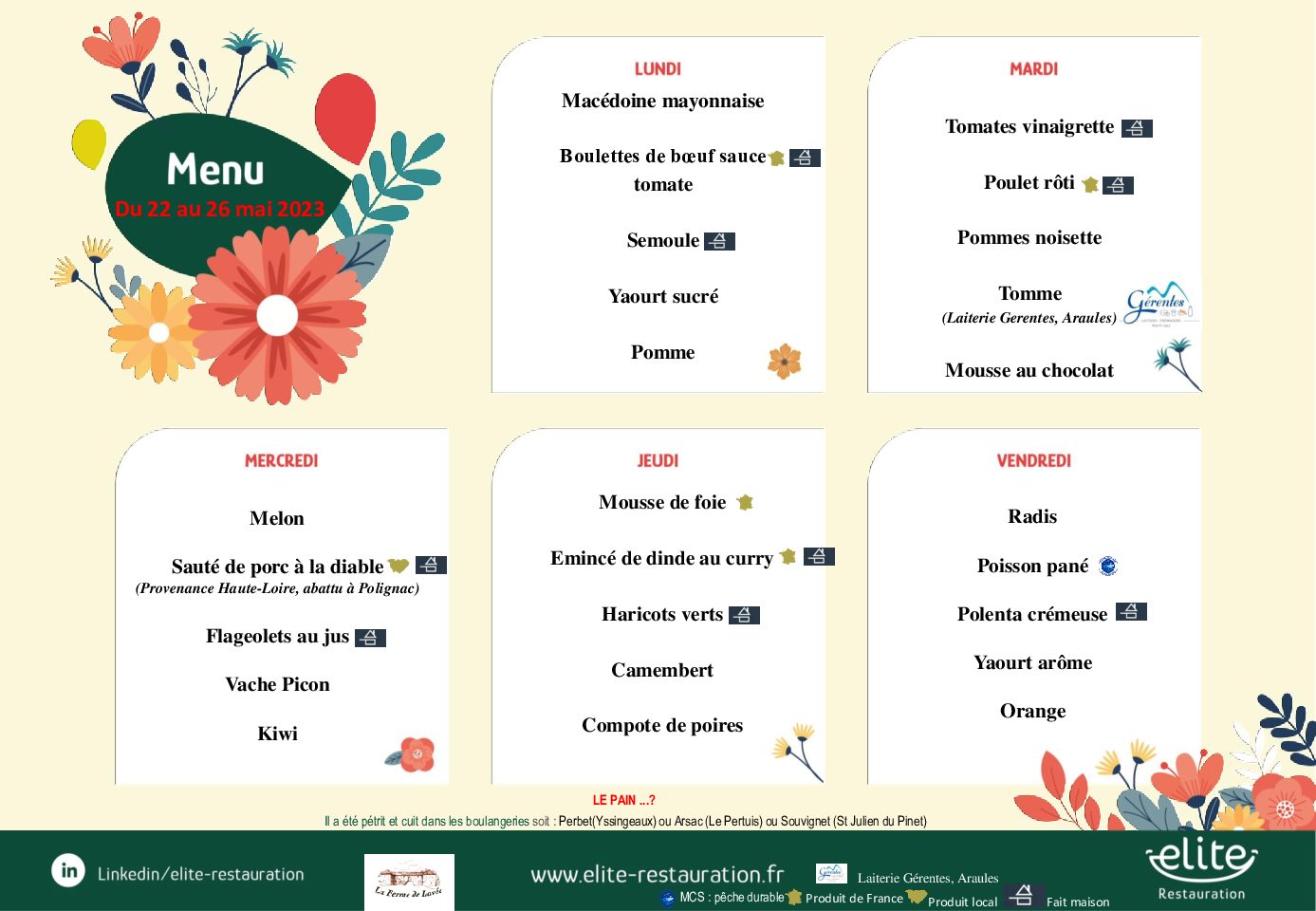ENTREPRISE SEMAINE DU 22 mai au 26 mai 2023